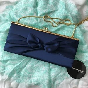 Navy Satin Evening Bag